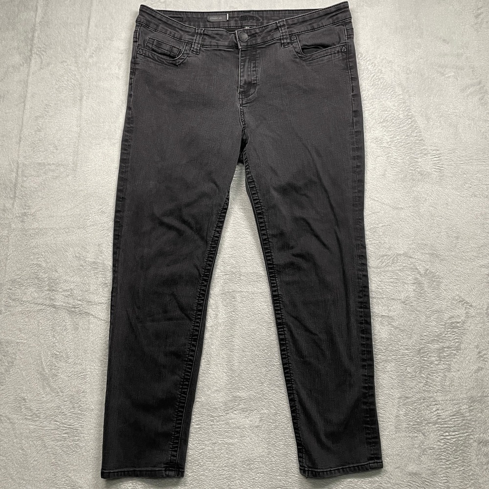KUT from the Kloth Straight Leg Jeans Womens 16S Black Faded Stretch Denim